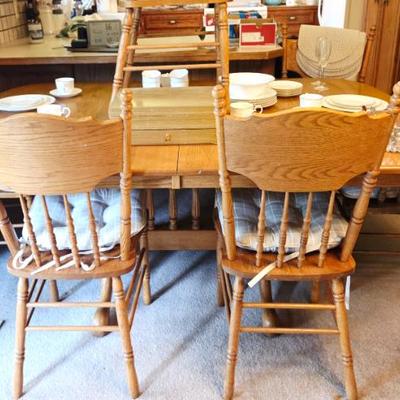 Sale Photo Thumbnail #5: Vintage solid wood dining table and chairs 