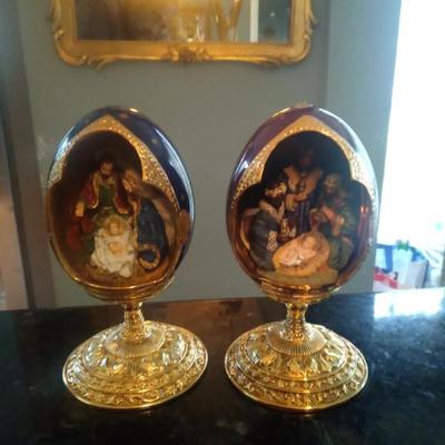 Franklin mint enamel faberge christmass eggs numbered and signed enamel