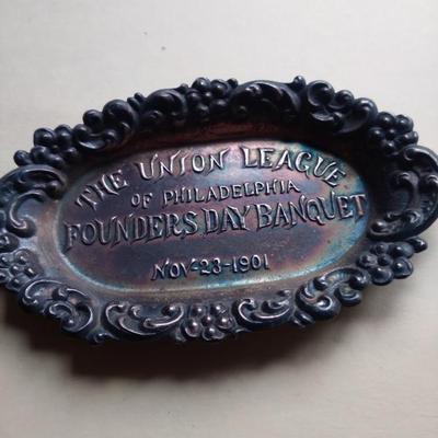 Rare antique sterling silver 1901 founders day union league tray