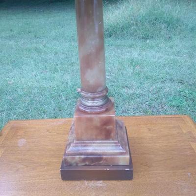 Vintage bronzeounted marble double lamp