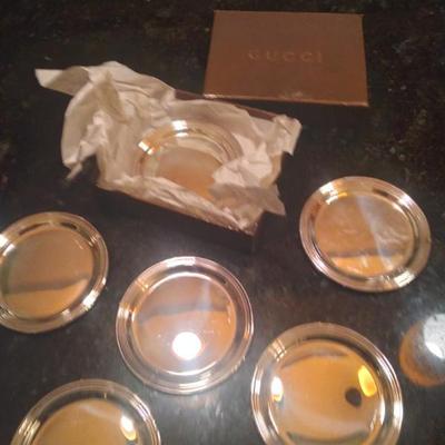 Sale Photo Thumbnail #3: Gucci sterling silver plates w box