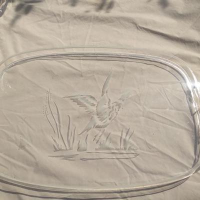 Mcm lucite glass drink tray