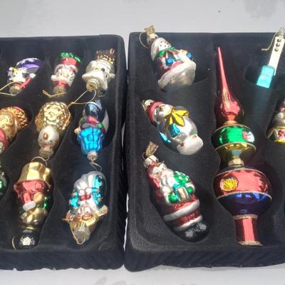 Collection of Christmas balls in wood  crate