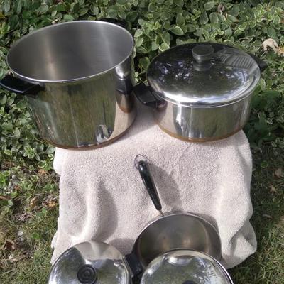 Large revere copper bottom pot set