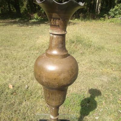 Large brass floor vase