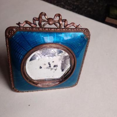 Enamel bronze antique mirror