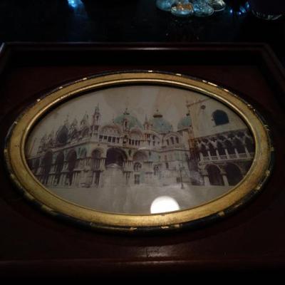Antique etching of Taj mahal