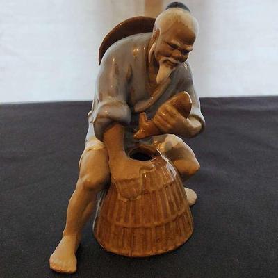 Vintage Chinese Shiwan Mudman Fisherman Figurine