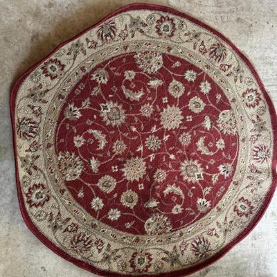 Red Round Rug 4’ X 4’