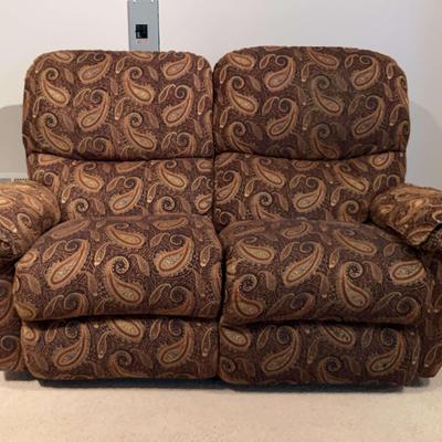 Burgundy Paisley La-Z-Boy Sofa - 2 Reclining Seats