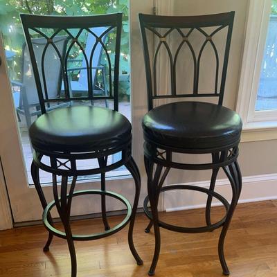 Two Tall Brown Kitchen Swivel Stools - Cheyenne Ind.