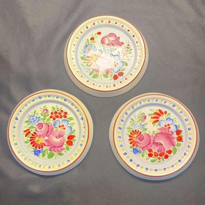 Trio of Floral Plates/Coasters