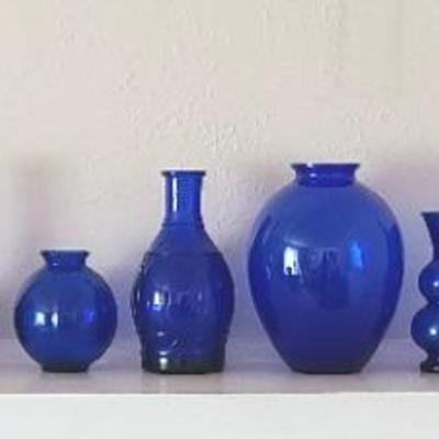 Vintage Cobalt Blue Glass Vases