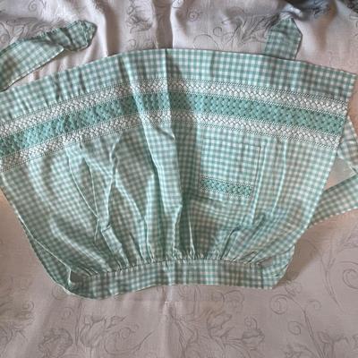 Mint-Green And White Gingham Check Apron 