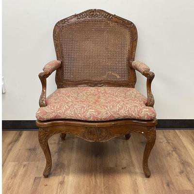 French Antique Carved Elm Armchair
