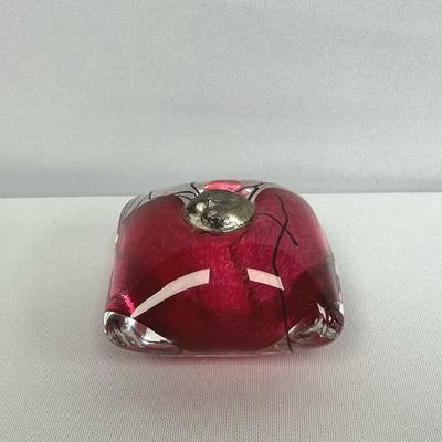 Cat On A Cushion Handblown Glass Paperweight 