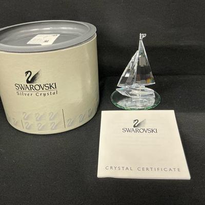 Swarovski Silvers Crystal Sailboat Figurine 