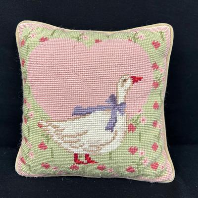 Goose Needlepoint Pillow