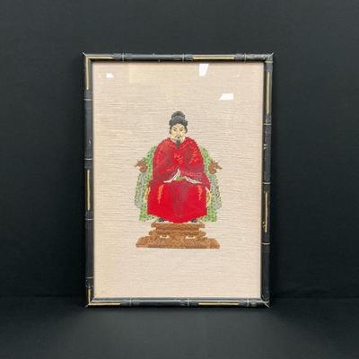 Framed Needlepoint of Chinese Emperor