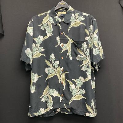 Tommy Bahama Men’s Black/Green Hawaiian Shirt