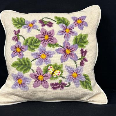 Floral Needlepoint Pillow