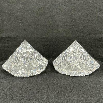 2 Vintage Waterford, Crystal Pyramid Shaped Paper Weights