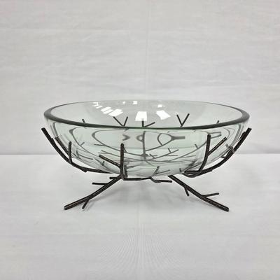 Glass Bowl On Metal Stand