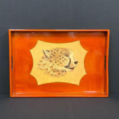 Wooden Tray With Image Of A Cheetah