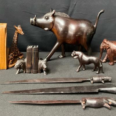 Wooden African Animal Decor