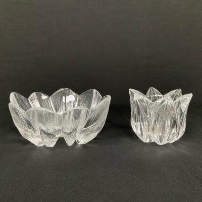 Kosta Boda Crystal Water Lily Bowl & Rose Candleholder