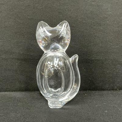 Vintage French Crystal Cat Dish 