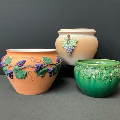 Grape Adorned Terracotta Pots