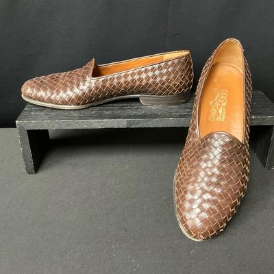 Salvatore Ferragamo Brown Basket Weave Loafers