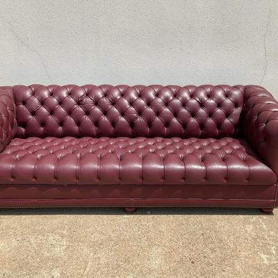 Chesterfield Burgundy Leather Sofa By Classic 
