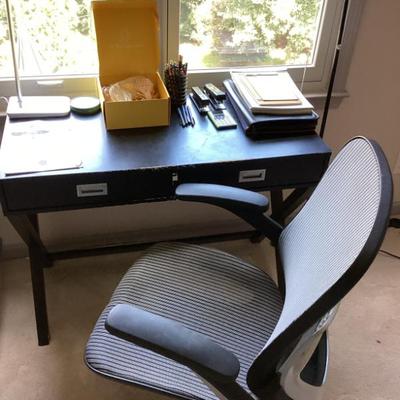 Sale Photo Thumbnail #91: Small black secretary writing desk and chair