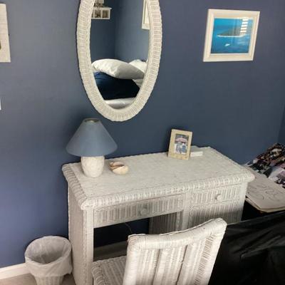Sale Photo Thumbnail #13: Vintage pier 1 imports white wicker desk and chair