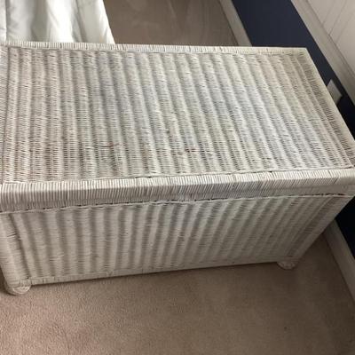 Sale Photo Thumbnail #15: Vintage white wicker trunk