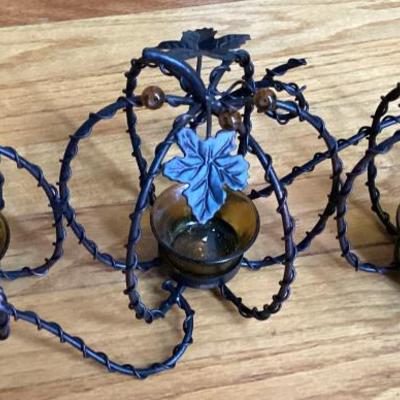 Sale Photo Thumbnail #81: Wrought iron pumpkin candle holder