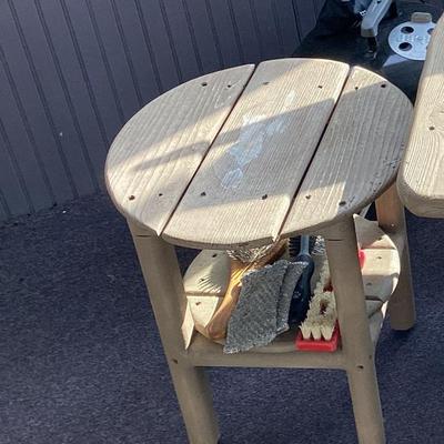 Sale Photo Thumbnail #36: Round pine side table