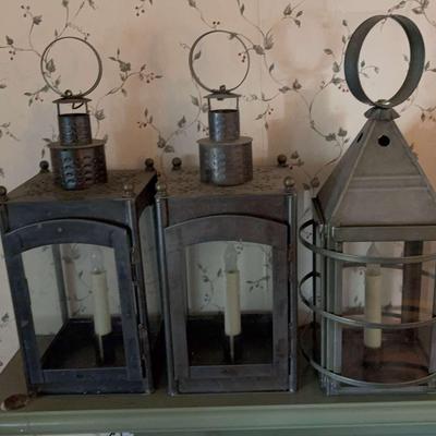 Three Antique Metal Lanterns 