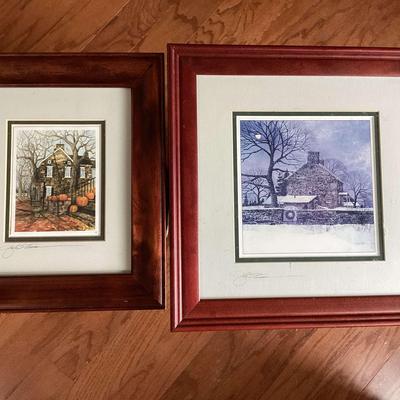 Pair Of Signed John Stevens Prints