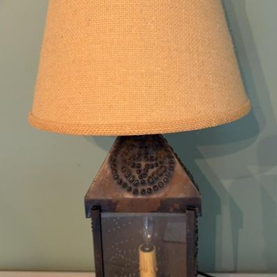 Vintage Pierced Tin Table Lamp