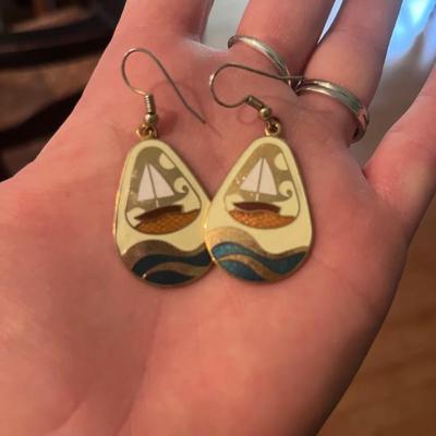 Enamel sailboat earrings