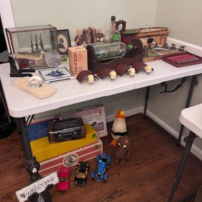 Miniature ships in cases and bottles