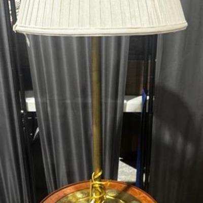 Four Legs Faux Bamboo Brass Tray Table Floor Lamp