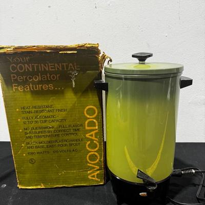 Vintage West Bend Electric Coffee Percolator In Avocado Green - Tested