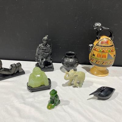 Peru Jaguar Clay Pitcher, Chinese Warrior Statue, Nephrite Jade + More