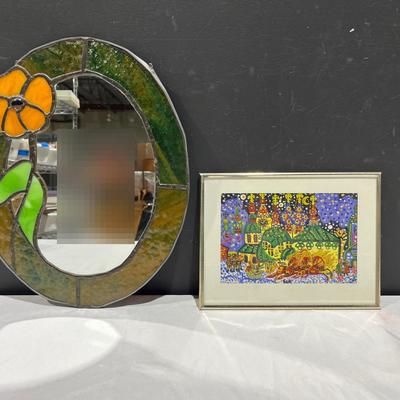 Stained Glass Flower Mirror And Vibrant Russian Painting
