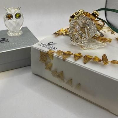 Swarovski Silver Crystal Memories Pinecone Ornament & Owl