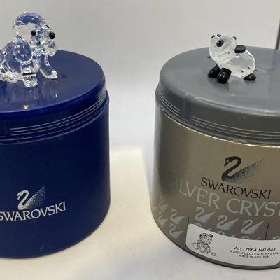 Swarovski Silver Crystal Dog & Panda